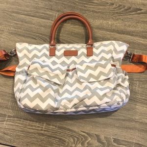 Gray and White Chevron Diaper Bag
